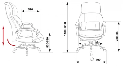 Кресло руководителя Бюрократ _Miro черный рец.кожа/кожзам крестовина пластик подст.для ног пластик серебро
