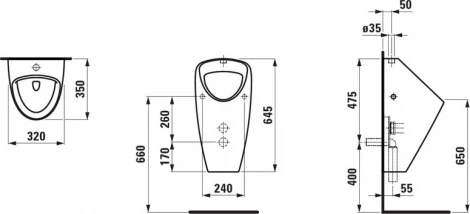 Писсуар Laufen Caprino plus 8.4206.2.000.000.1 подвесной, с внешним подводом воды