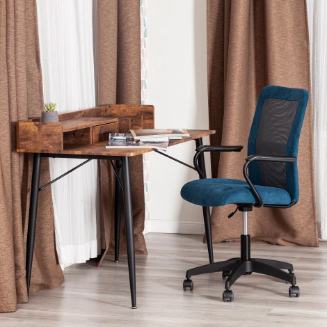 Кресло STAFF (Флок,Ткань/Синий,Серый) Tetchair арт.21452