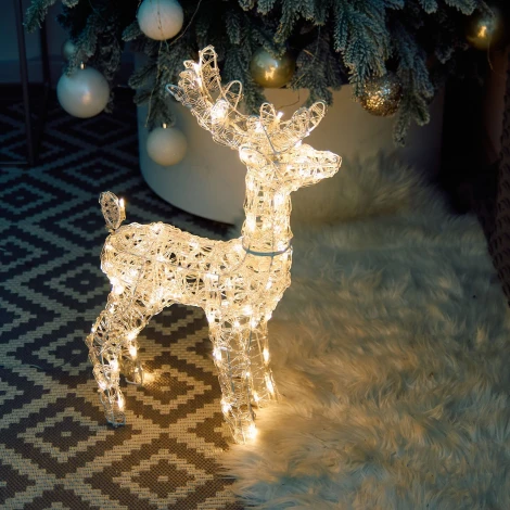 Фигура светодиодная каркасная «Олень-2», 36х60см, 80 светодиодов, теплый белый свет, провод прозрачный Uniel ULD-M3660-080/STA WARM WHITE IP44 DEER-2