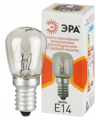 Лампочка накаливания E14 15W ЭРА T26-15-E14-230