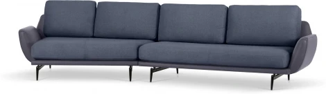 Диван Ispani угловой левый ОГОГО (арт.799385), (Ткань,Экокожа/Серый,Синий)