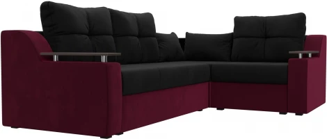 Диван угловой Кронос правый угол (Черный,Бордовый/Микровельвет) Лига Диванов арт.114630