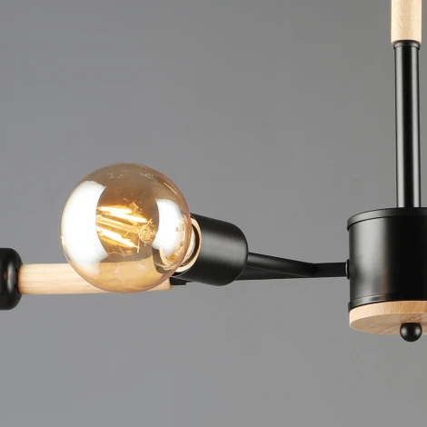 Потолочная люстра на штанге Reluce 99960-0.3-04 BK+WOOD