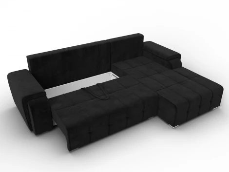 Диван угловой Лига-121 правый угол (ДСП,Брус,Велюр/Черный) Лига Диванов 137350