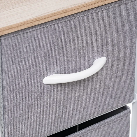 Комод Leset Ноа 4 ящ., Каркас Белый, Светло-серый (Сталь,Искусственный лен/Белый) арт.2500000183447