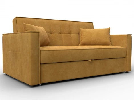 Диван прямой Лига-104 (140) (ЛДСП,Брус,Фанера,Велюр/Желтый) Лига Диванов 134863