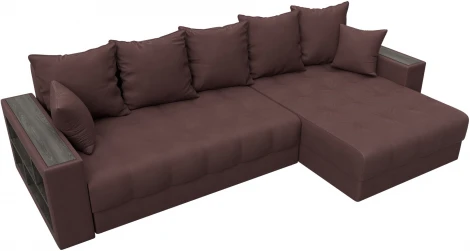 Диван угловой с декором и полкой Лига-050 НПБ Лига Диванов (Замша) арт.128613