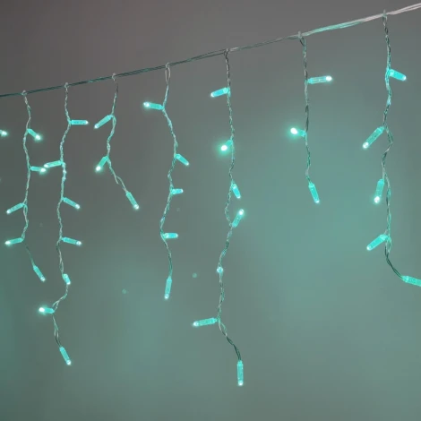 Гирлянда Бахрома с колпачком 3,1 x 0,5 м Аква 220В, 120 LED, провод прозрачный  ПВХ, IP65 Laitcom PIL120CAP-10-2A