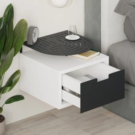 Тумба прикроватная OSLO NIGHTSTAND LEVE (ЛДСП,Металл/Черный,Белый) арт.LEV01137