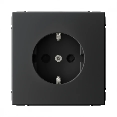 Розетка с заземлением и шторками (карбон) Systeme Electric GAL001045S