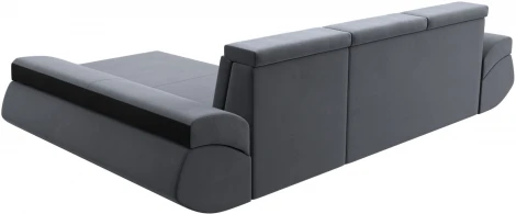 Диван угловой Лига-032 правый угол (Серый,Черный/Велюр) Лига Диванов арт.121647