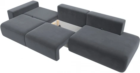 Диван прямой Лига-036 НПБ Модерн Лонг подлокотник слева (Серый/Велюр) Лига Диванов арт.121361L