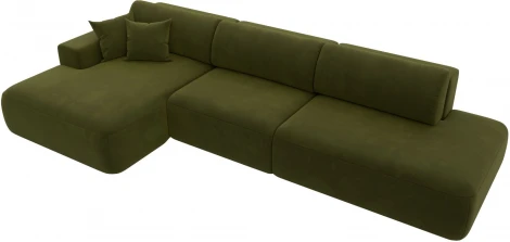 Диван угловой Лига-036 НПБ Модерн Лонг левый угол (Зеленый/Микровельвет) Лига Диванов арт.121419L