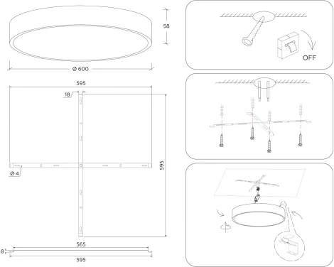 Потолочный светодиодный светильник круглый Ambrella Orbital Air Alum FV5536 (220V, круглые)