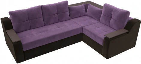 Диван угловой Кронос правый угол (Сиреневый,Коричневый/Микровельвет) Лига Диванов арт.114627