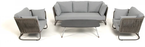 "Багамы" лаунж-зона 5-местная плетеная из роупа (веревки), каркас алюминиевый бежево-серый, роуп серо-коричневый 4SIS арт.УТ-00010248