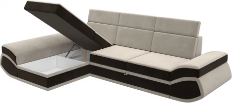 Диван угловой Лига-032 левый угол (Бежевый,Коричневый/Микровельвет) Лига Диванов арт.121650L