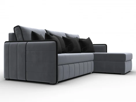 Диван угловой Лига-078 угол универсальный (ДСП/Пластик/Велюр/Серый,Черный) Лига Диванов 130989