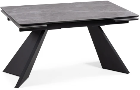 Керамический стол Woodville Ливи 140х80х78 серый мрамор / черный 532401