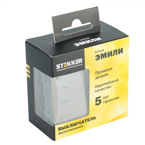 Выключатель двухклавишный (антрацит, soft touch) Stekker Эмили 49918