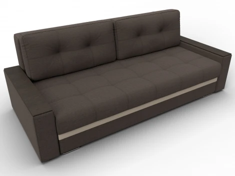 Диван прямой с декором Лига-096 НПБ (ДВП,ДСП,ЛДСП,Брус,Фанера/Пластик/Рогожка,Экокожа/Коричневый,Бежевый) Лига Диванов 132568