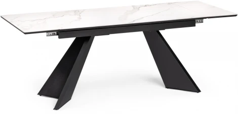 Керамический стол Woodville Ливи 140х80х78 белый мрамор / черный 532400