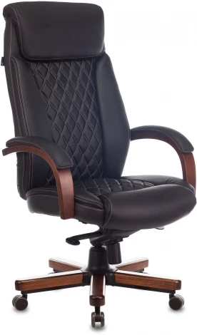 Кресло руководителя Бюрократ T-9924WALNUT черный кожа крестовина металл/дерево