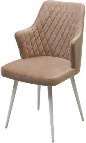 Стул M-City HERMAN 360 град. БЕЖЕВЫЙ #5, велюр / белый каркас