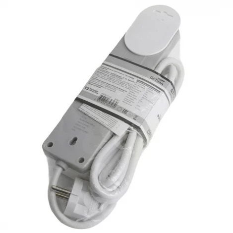 Сетевой фильтр 3-х местный с заземлением 3 метра (белый) Stekker Optima 50087