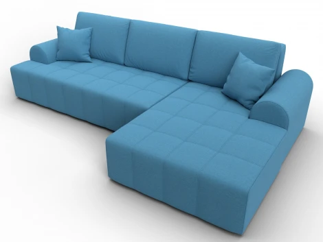 Диван угловой Лига-080 угол правый (ДСП/Пластик/Рогожка/Голубой) Лига Диванов 134743