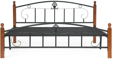 Кровать РУМБА (AT-203)/ RUMBA дерево гевея/металл, 140х200 см (double bed), красный дуб/черный Tetchair 12899