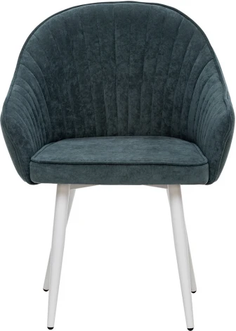 Стул с подлокотниками Вайд, каркас Белый, велюр Темно-зеленый 2500000185748 Leset