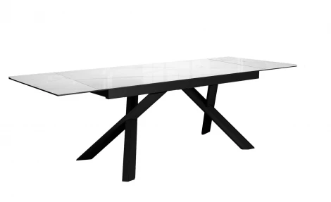 Стол DikLine DKX140 керамика Carrara Gloss (мрамор глянец белый), подстолье черное, опоры черные (2уп.) 00-00085037