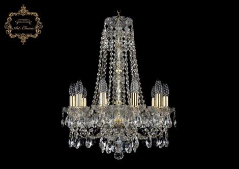 Подвесная люстра Art Classic 11.21 11.21.10.165.h-62.Gd.Sp (220V, хрусталь, на цепи, подсвечник, свеча)