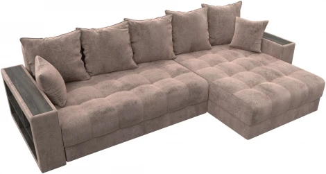 Диван угловой с декором и полкой Лига-050 НПБ Лига Диванов (Велюр) арт.128608