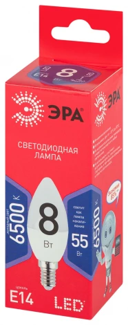 Лампочка светодиодная E14 8W ЭРА LED B35-8W-865-E14 R