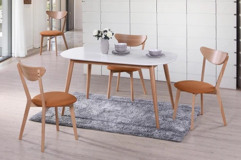 Стол обеденный MAX (Макс) Белый+Натуральный ( Бук) (основание бук, столешница мдф)