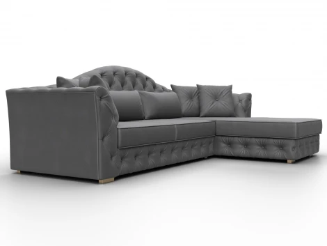 Диван угловой Артис правый угол (Брус,Рейка,Замша/Серый) Лига Диванов 128041