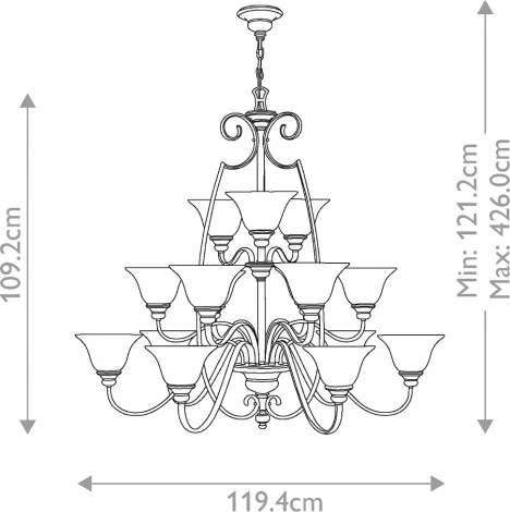 Подвесная большая люстра ярусная Hinkley HK-CELLO15 (220V, на цепи)