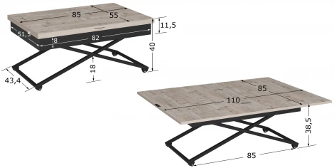 Стол универсальный трансформируемый Калифорния АНДРЭ Loft ЛДСП винтаж/черный 5900681109