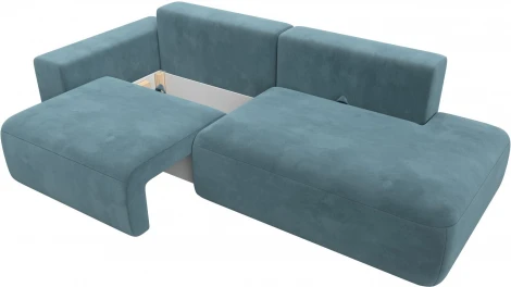Диван прямой Лига-036 НПБ Модерн подлокотник слева (Бирюзовый/Велюр) Лига Диванов арт.121340L