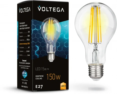 Светодиодная лампа A60 15W 3000K E27 Voltega General purpose bulb 7226
