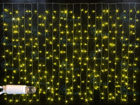 Гирлянда светодиодная Занавес желтая с мерцанием 220B, 300 LED, провод прозрачный, IP65 RL-CS2*1.5F-CT/Y Rich LED