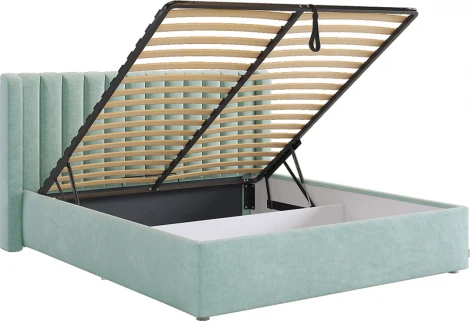 Кровать с подъемным механизмом Ева 160х200 см Mebelson (ДСП,ЛДСП,Велюр/Мятный) арт.ZP.KM1.6-23.2764