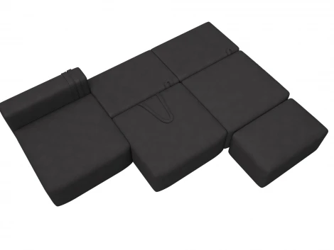 Диван угловой модульный с пуфом Лига-060 НПБ Лонг угол универсальный (ЛДСП,Брус,Фанера/Пластик/Замша/Коричневый) Лига Диванов 129523