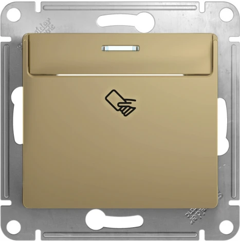 Карточный выключатель одноклавишный с подсветкой встраиваемый (титан) Systeme Electric Glossa GSL000469