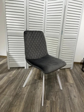 Обеденный стул M-City DAIQUIRI BLUVEL-14 GREY / белый каркас, велюр