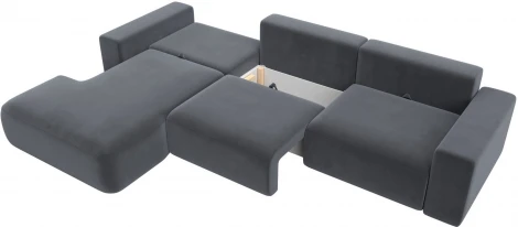 Диван угловой Лига-036 НПБ Классик Лонг левый угол (Серый/Велюр) Лига Диванов арт.121395L