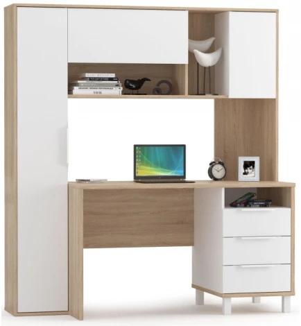 Письменный стол Woodville Комфорт 12.95 дуб сонома / белый PE шагрень 415713